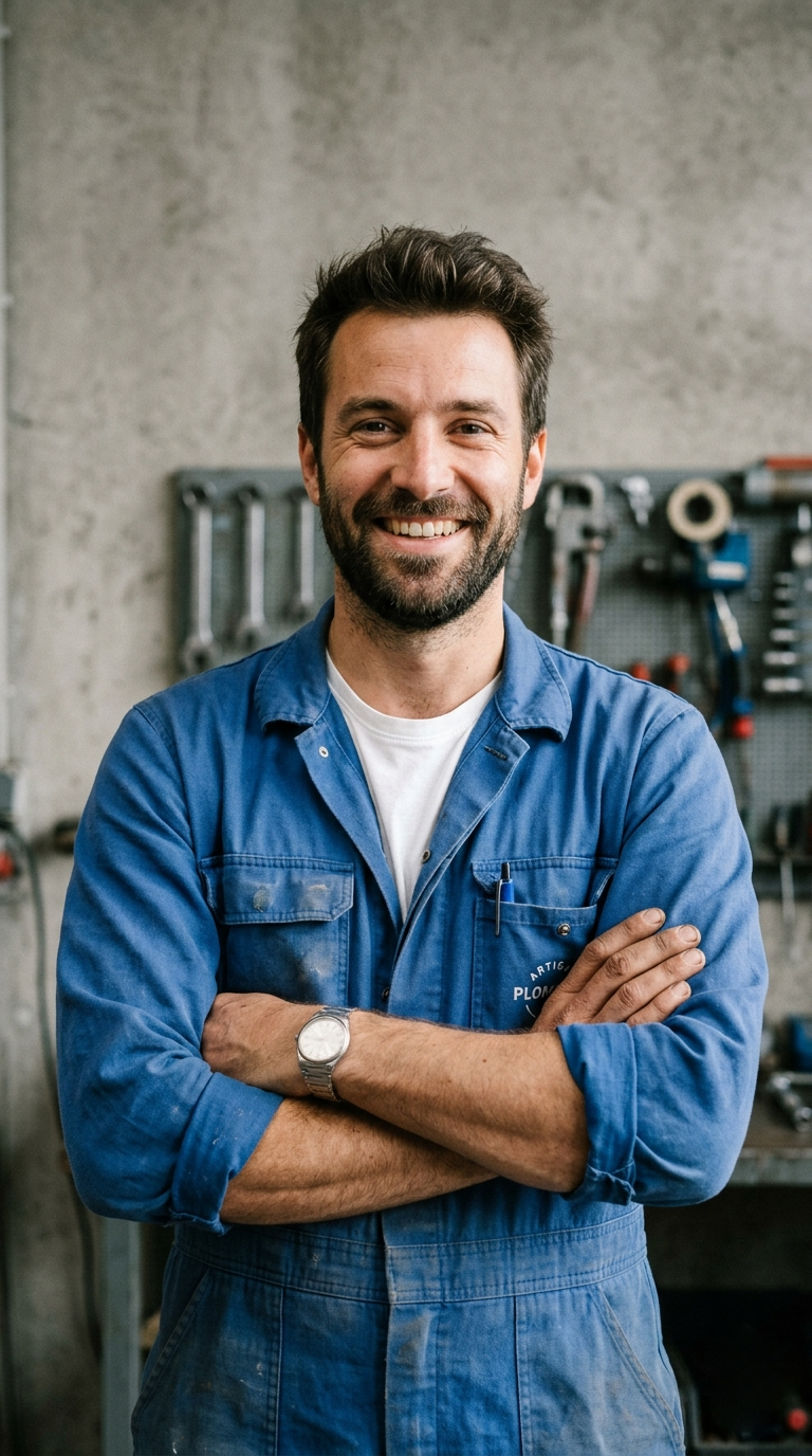 Plombier professionnel au travail